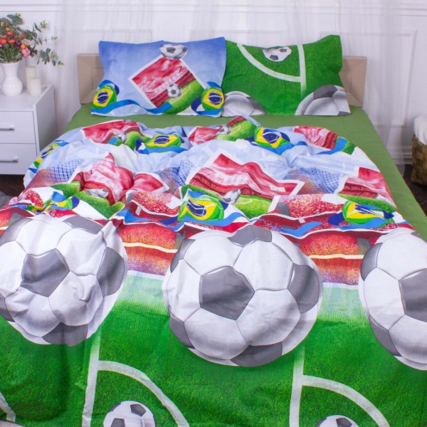 Фото - Комплект постельного белья MirSon Бязь 17-0587 Football 143х210 см (2200007037810)